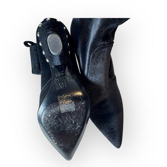 Love Moschino Women's 36 6.5 Black Suede Western Sock Boot Hearts Studded 36 6.5 - Picture 6 of 7